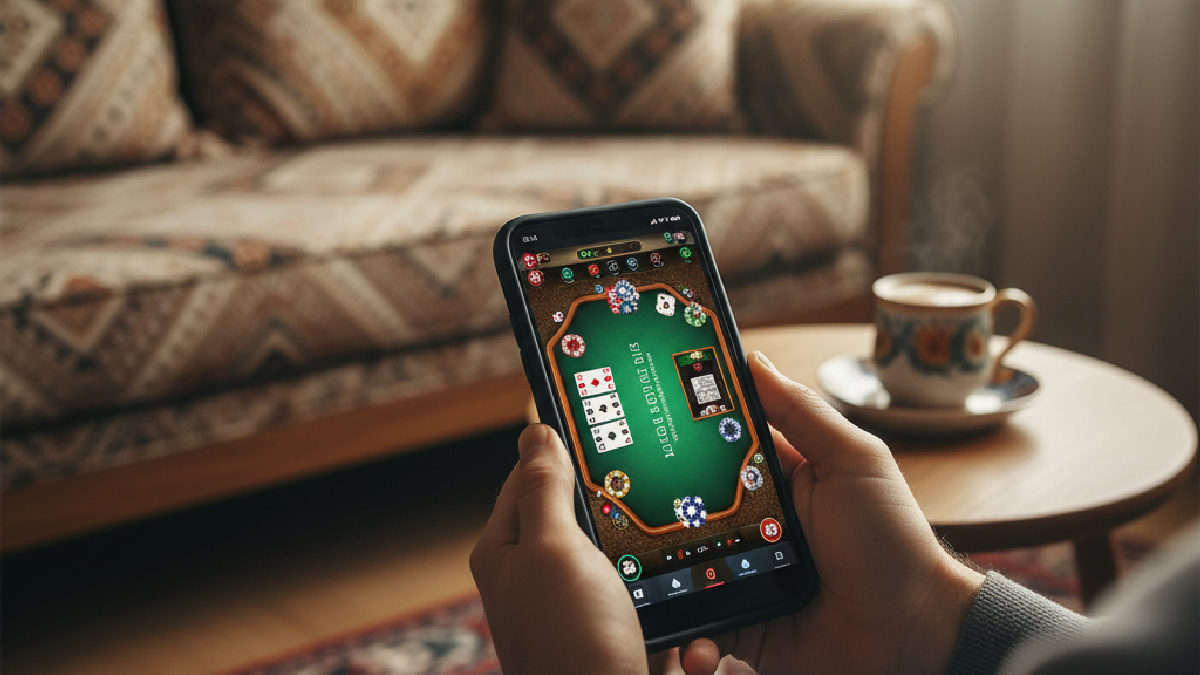 Mobil cihazlarda Hitpot canlı blackjack oynamanın kolaylığını gösteren bir görsel.